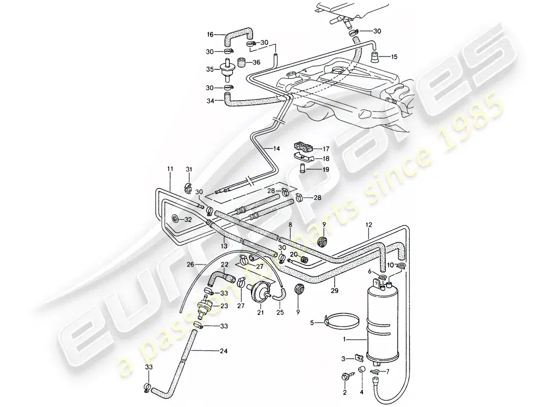 VIEW PARTS DIAGRAMS FROM THE PORSCHE 968 PARTS CATALOGUE a part diagram from the porsche 968 parts catalogue